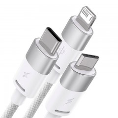 Cable Baseus Starspeed Cable 3-IN-1 USB Blanco