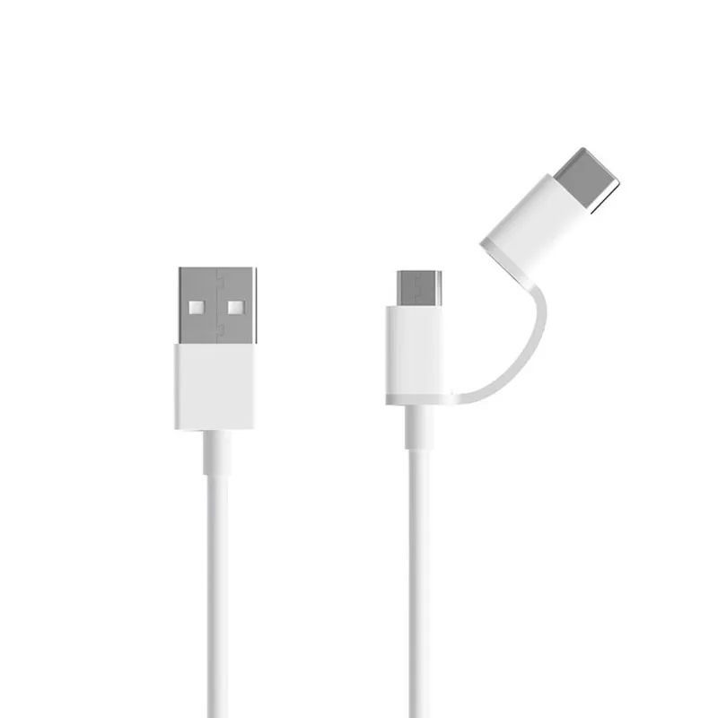Cable de datos Mi 2 en 1 Cable USB Micro USB a Tipo C 100 cm Blanco