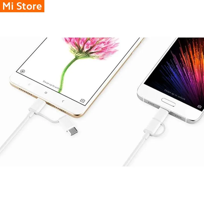 Cable De Datos Mi 2-in-1 Usb Cable Micro Usb To Type C 30 cm White